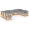 vidaXL Garden Lounge Set Natural Wood Solid Pinewood Large Modular