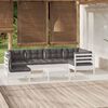 vidaXL Garden Lounge Set White Solid Pine Wood, Polyester Fabric