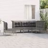 vidaXL 5 Piece Patio Lounge Set with Cushions Grey Poly Rattan