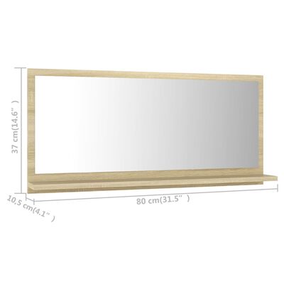 vidaXL Bathroom Mirror Sonoma Oak 31.5"x4.1"x14.6" Chipboard