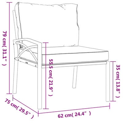 vidaXL 11 Piece Patio Lounge Set with Gray Cushions Steel
