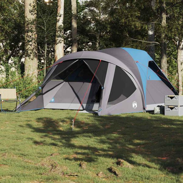 vidaXL Family Tent Tunnel 6-Person Blue Waterproof