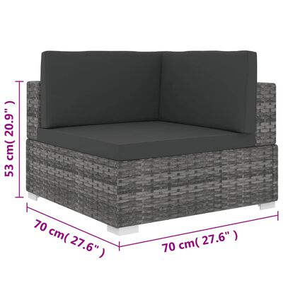 vidaXL Sectional Corner Chair with Cushions Poly Rattan Gray