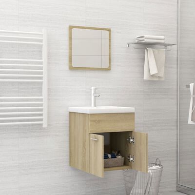 vidaXL 2 Piece Bathroom Furniture Set Sonoma Oak Engineered Wood