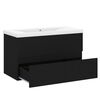 vidaXL Sink Cabinet With Basin Black and White Engineered Wood, Ceramic