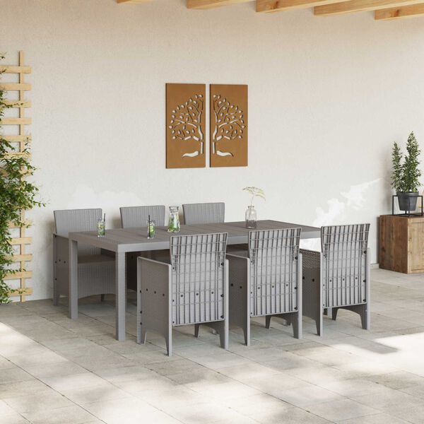 vidaXL Garden Dining Set 7 pcs Light Grey Polt rattan