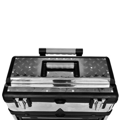 vidaXL 3-Part Rolling Tool Box with 2 Wheels