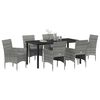 vidaXL Garden Dining Set with Cushion 7 pcs Grey Poly Rattan