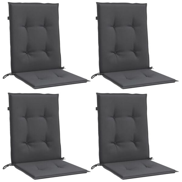 vidaXL Lowback Chair Cushion Set of 4 Melange Anthracite 100% Polyester