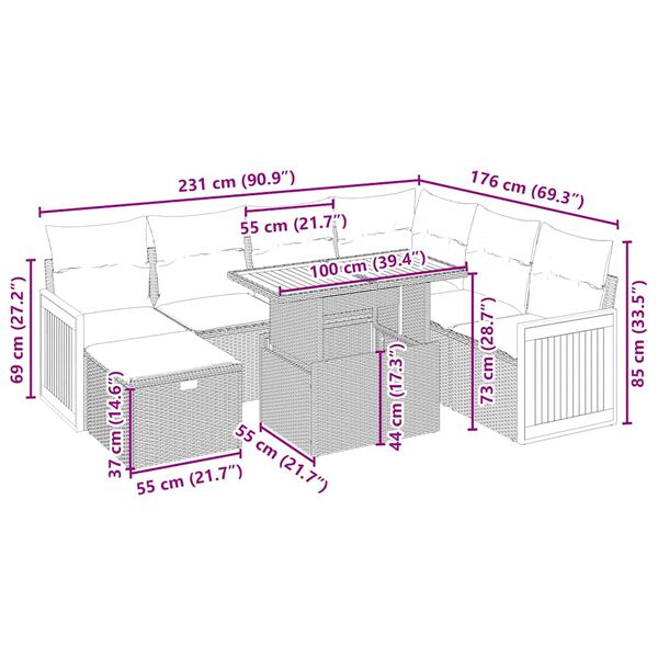 vidaXL Garden Sofa Set Beige
