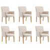 vidaXL Dining Chair Set of 6 Beige Polyester fabric, Rubberwood Medium