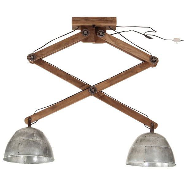 vidaXL Ceiling Lamp Vintage silver Iron and solid mango wood