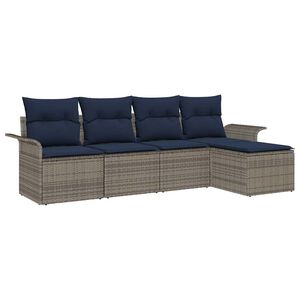 vidaXL Garden Sofa Set with Cushion 5 pcs Grey Poly Rattan