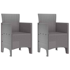 vidaXL Garden Chair 2 pcs Light gray 53 x 49 x 85 cm PP