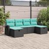 vidaXL Garden Sofa Set Black, Blue PE Rattan, Powder-Coated Steel, Polyester
