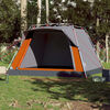 vidaXL Camping Tent Cabin 4-Person Gray and Orange Quick Release