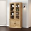 vidaXL Glass Display Cabinet Honey wood tone