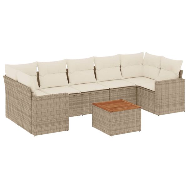 vidaXL Garden Sofa Set Beige PE rattan Large Adjustable Feet