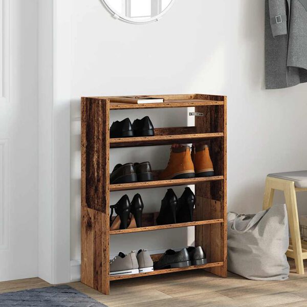 vidaXL Shoe Rack Old wood Engineered wood Slim Shoe Rack Rectangular