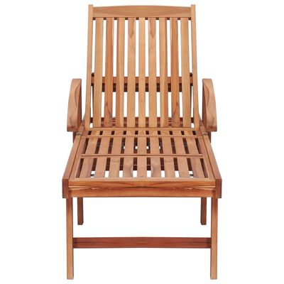 vidaXL Sun Lounger with Leaf Pattern Cushion Solid Teak Wood