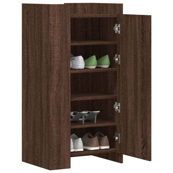 vidaXL Shoe Cabinet Brown Oak Engineered Wood 20.5 x 14.8 x 39.4 in