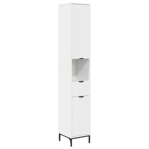vidaXL Bathroom Cabinet High Gloss White 12.40 x 12.99 x 74.80 in