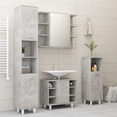 vidaXL Bathroom Mirror Cabinet Concrete Gray 31.5"x8.1"x25.2" Engineered Wood
