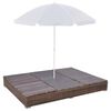 vidaXL Sun Lounger Brown PE Rattan 78.7x55.1x11.0 in Adjustable Armrests