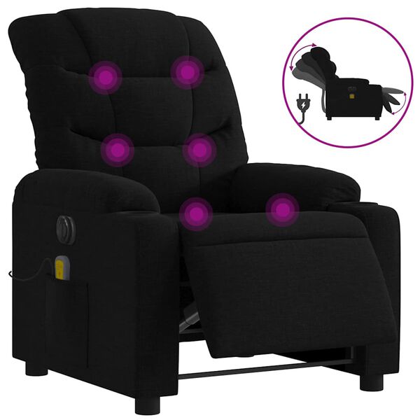 vidaXL Electric Massage Recliner Chair Black