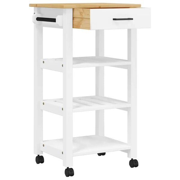 vidaXL Kitchen Trolley MONZA 18.9"x15.7"x34.8" Solid Wood Pine
