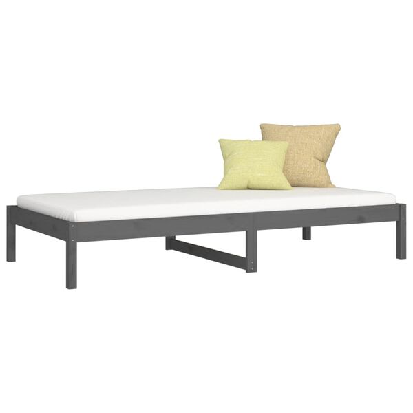 vidaXL Day Bed Gray Solid pine wood Twin Day Bed Rectangular Modern
