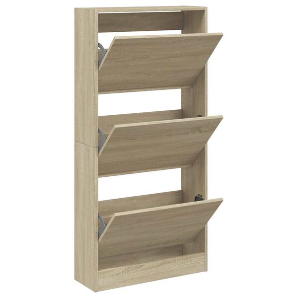 vidaXL Shoe Cabinet Sonoma Oak Engineered Wood Slim Shoe Cabinet