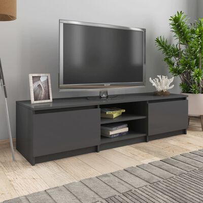 vidaXL TV Cabinet High Gloss Gray 55.1"x15.7"x14" Chipboard