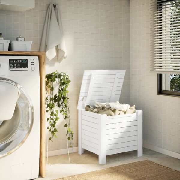 vidaXL Storage Box White Solid pine wood 23.6 x 19.3 x 21.3 in