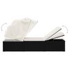 vidaXL Sun Lounger Black and Cream PE Rattan Standard Foldable