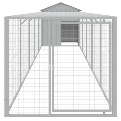 vidaXL Chicken Cage with Run Light Gray 46.1"x239.8"x48.4" Galvanized Steel