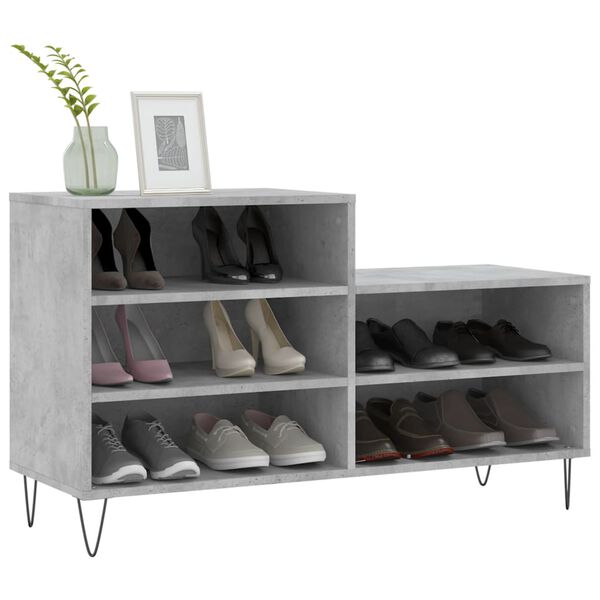 vidaXL Shoe Cabinet Concrete Grey Engineered Wood, Metal Medium