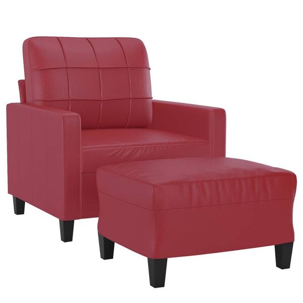 vidaXL Sofa Chair With Footstool Wine Red