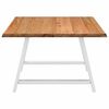 vidaXL Dining Table Light brown, White Solid oak wood, Powder-coated steel