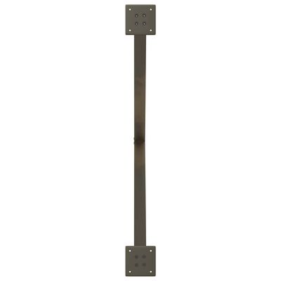 Vertical metal post with square mounting plate top and bottom.