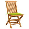 vidaXL Patio Chairs with Bright Green Cushions 4 pcs Solid Teak Wood