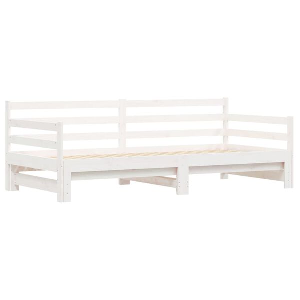 vidaXL Daybed With Trundle White Solid Pine Wood Twin