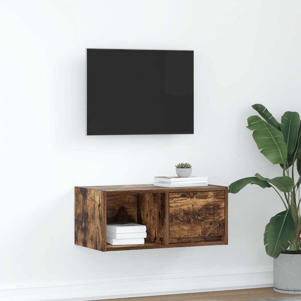 vidaXL TV Cabinet Smoked Oak Engineered Wood Small TV Cabinet