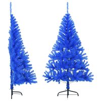 vidaXL Artificial Half Christmas Tree with Stand Blue 5 ft PVC
