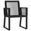 vidaXL Dining Set Black Powder-coated steel, glass, PVC rattan Medium
