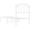 vidaXL Bed Frame White Powder-Coated Steel Twin Bed Frame Rectangular