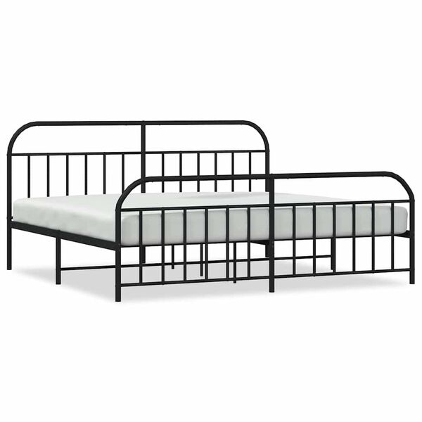 vidaXL Bed Frame Black Powder-Coated Steel Full-sized Bed Frame