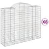 vidaXL Gabion Basket Set of 8 Silver Galvanized Iron Large