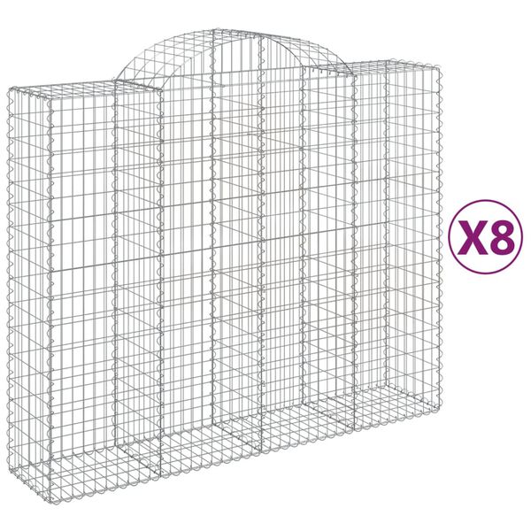 vidaXL Gabion Basket Set of 8 Silver Galvanized Iron Large