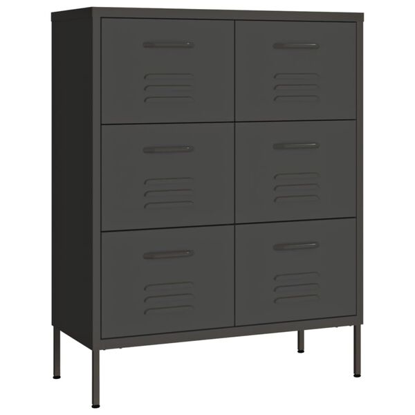 vidaXL Drawer Cabinet Anthracite Steel Medium Drawer Cabinet